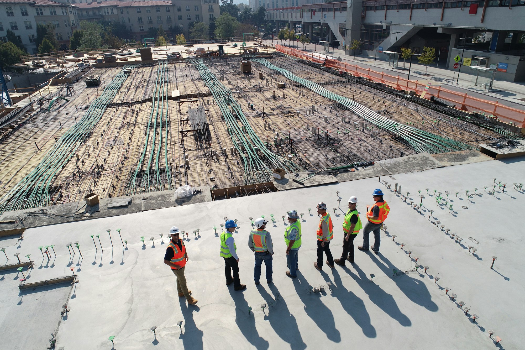 An elevated overview of an active jobsite