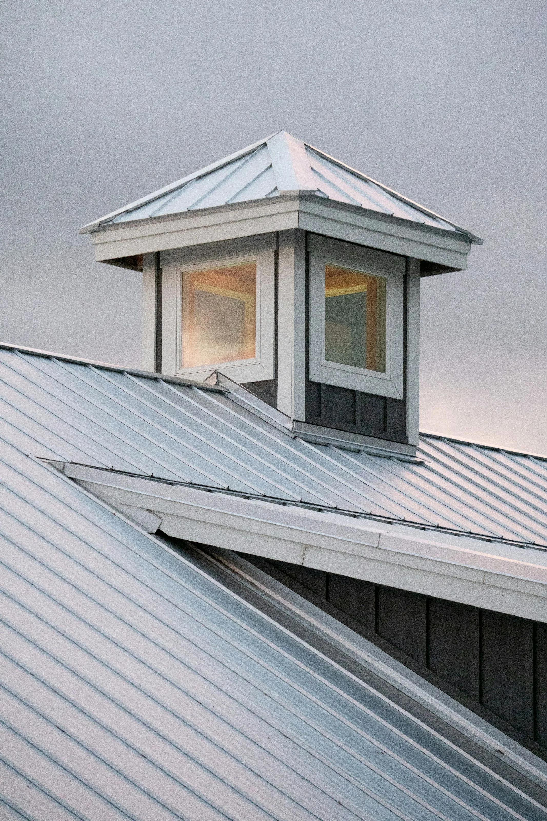 Close detail of a standing-seam metal roof