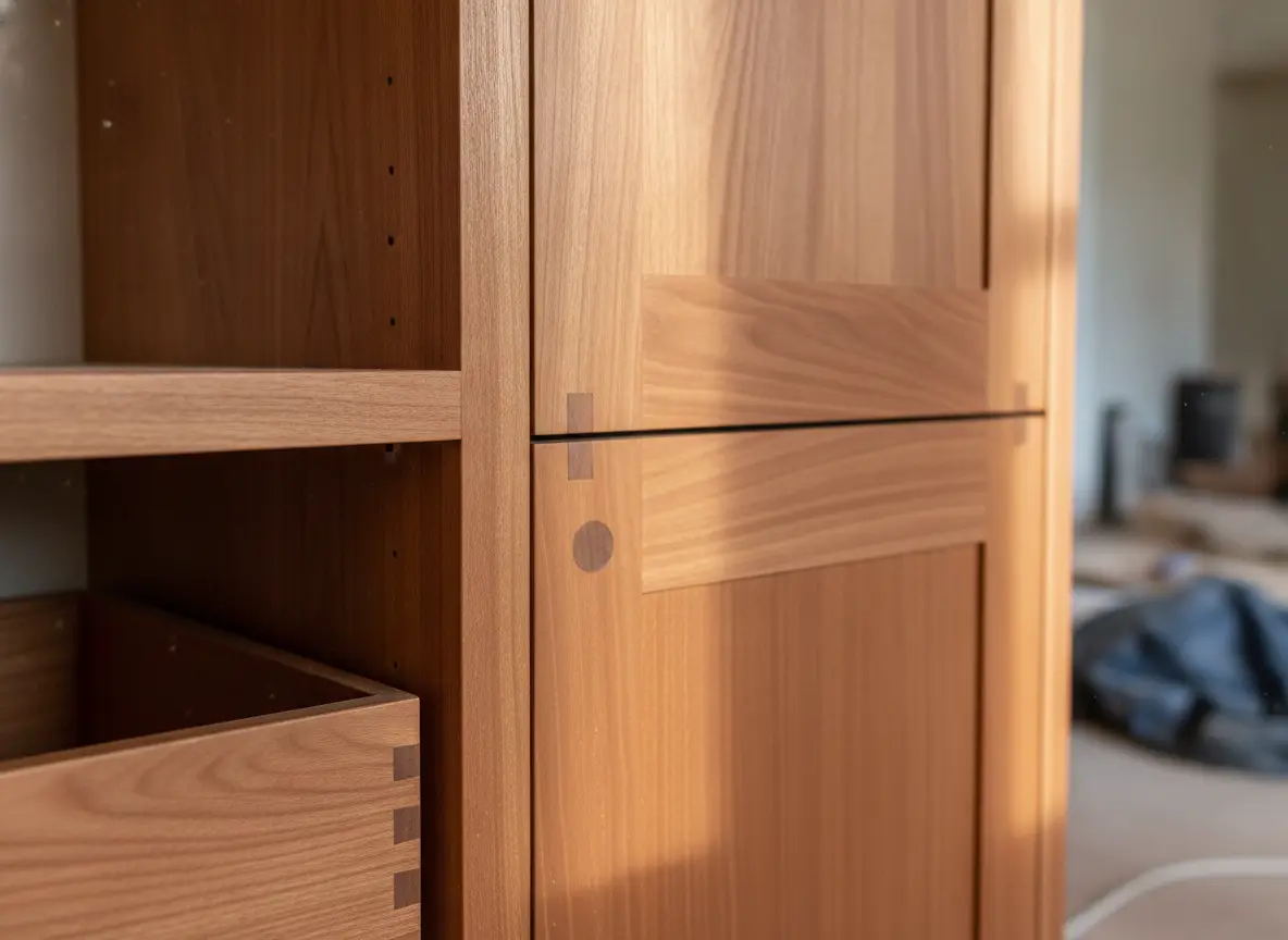 Close detail of fine custom carpentry and cabinetry joinery